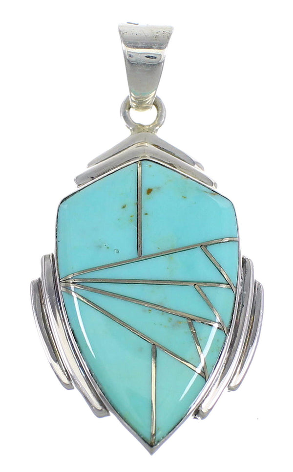 Sterling Silver And Turquoise Inlay Southewestern Pendant VX54754